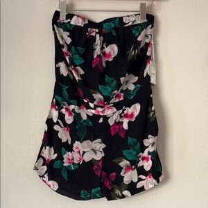 1. State Strapless Floral Romper - Navy and Pink